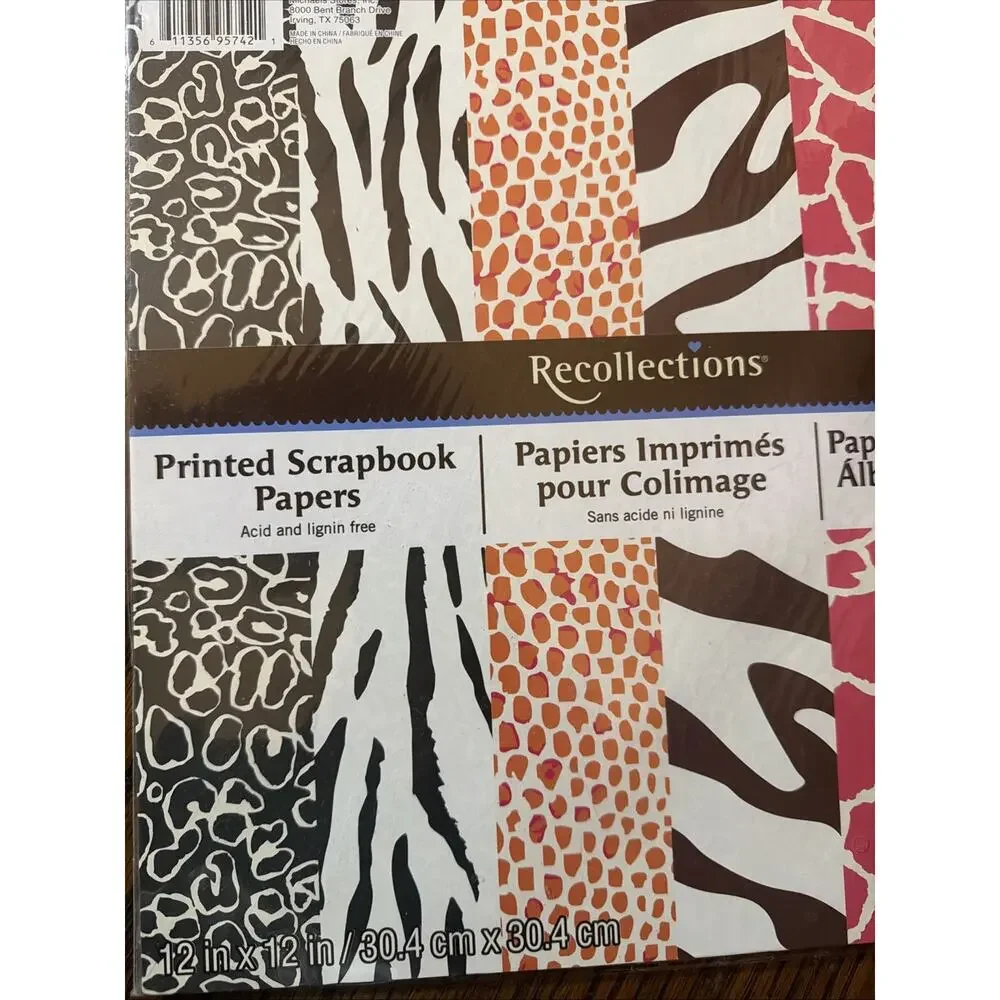 Recollections Scrapbook Paper 12 x 12 Paper Pad Lot— 48 Sheets Fall Animal Print